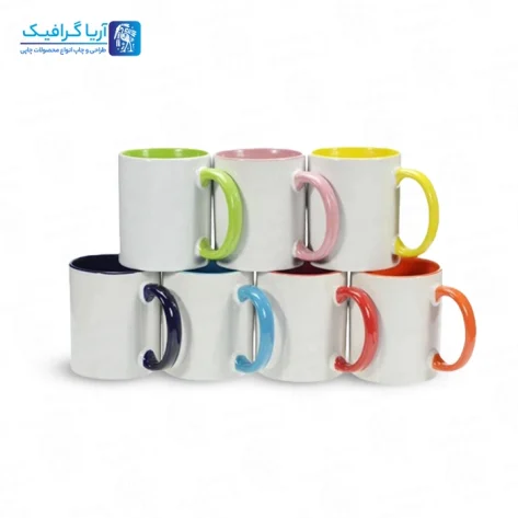 ماگ سرامیکی دسته و داخل رنگی